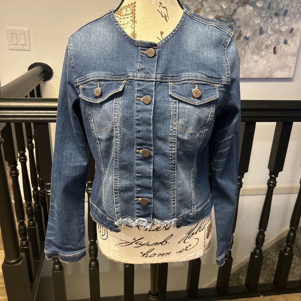 1822 Denim Jean Jacket Button-Front Long‎ Sleeve Cotton Size Medium